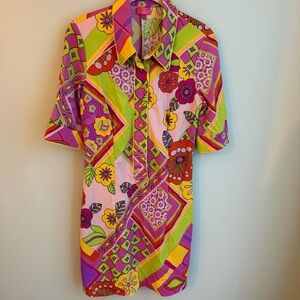 Ginger & Java Vibrant Geometric Floral Mini Dress